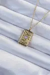 Özel_316L Çelik Zincir Eskitme Gold Renk Pembe Mineli Kalp Figürlü Tarot Kolye-1