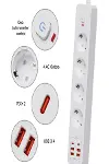 Termal Akım Korumalı 4’lü Priz 4x USB 2x Type-C Çıkışlı Grup Priz Çoğaltıcı (3500W)-1