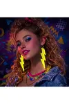 80’ler 90'lar Retro Neon Sarı Şimşek Küpe 10 cm-2