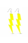 80’ler 90'lar Retro Neon Sarı Şimşek Küpe 10 cm-4