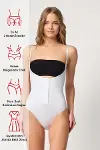 Beyaz Kadın 2043 Göğsü Açık Agraflı Body Korse-4