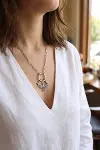 Gümüş Renk Ataç Zincir Anka Kuşu Model Kadın Kolye-2