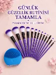 12 Parça Makyaj Fırçası ve Silikon Yüz Temizleyici Cihaz İkili Güzellik ve Kişisel Bakım Seti-1