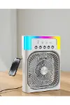 Su Püskürtmeli Mini Klima Fan USB Şarjlı Masaüstü Soğutucu RGB Işıklı-1
