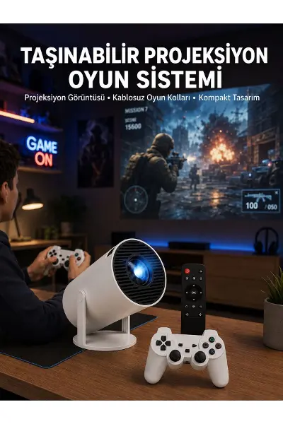 Oyun Konsolu Uyumlu Kablosuz Projeksiyon Cihazı Ev Sinema Deneyimi Yeni Nesil