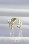 Pirinç Gold Renk İncili Ahtapot Earcuff Küpe-2