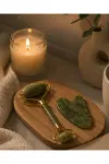 2 Parça Jade Stone Cilt Bakım Seti Şişkinlik Karşıtı Yüz Masajı-1