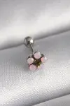 316L Çelik Gümüş Renk Zirkon Taşlı Çiçek Tragus Piercing-1