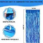 Mavi Renk Ekstra Metalize Parlak Saçaklı Arka Fon Perde İthal A Kalite 1x2 Metre NessiWorld-2