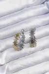 Pirinç Gold Gümüş Renkli Tırtıklı Halka Küpe-1