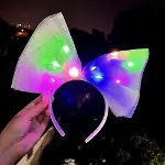 Rengarenk Led Işıklı Fiyonk Şekilli Tül Parti Tacı Beyaz Renk 25x25 cm-3