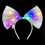 Rengarenk Led Işıklı Fiyonk Şekilli Tül Parti Tacı Beyaz Renk 25x25 cm-4