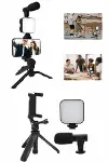 Telefon Tutucu Mini Mikrofonlu Tripod Vlog Çekim Video-4