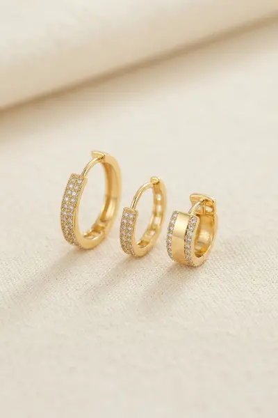 3 lü Set Gold Renk Halka Model Küpe 5886
