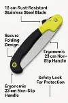 Busstier Katlanır Budama Testeresi, 18 cm Paslanmaz Çelik Bıçak, 23 cm Kaymaz Ergonomik Sap, Güvenli-3