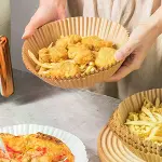 50 Adet 20 cm Air Fryer Pişirme Kağıdı Tek Kullanımlık Yağ Geçirmez Yuvarlak Tabak Model PVC-5
