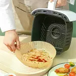 50 Adet 20 cm Air Fryer Pişirme Kağıdı Tek Kullanımlık Yağ Geçirmez Yuvarlak Tabak Model PVC-6