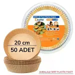 50 Adet 20 cm Air Fryer Pişirme Kağıdı Tek Kullanımlık Yağ Geçirmez Yuvarlak Tabak Model PVC-1