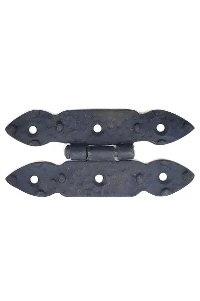 Antika Tarz Dekoratif Pirinç Düğmeli Menteşe - 117x57 mm, Oksit