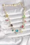 Pirinç Gold Renk Renli Zirkon Taşlı VIP Seri Kadın Kolye-2