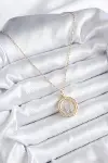 316L Çelik Gold Renk Zirkon Taş Detay Ay Yıldız Fanus Model Kadın Kolye-2