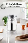 1.5 LT Isı Yalıtımlı Çay Ve Soğuk Su Termosu Şeffaf (12 Saat Sıcak Tutar& İçi Camdır)-1