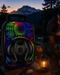 8 İnç Karaoke Hoparlör USB AUX FM Destekli Işıklı Speaker-1