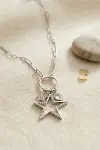 Gümüş Renk Ataç Zincir Yıldız Model Zirkon Taşlı Kadın Kolye-1