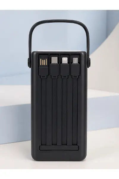 50.000 mAh LED Aydınlatmalı 4 Kablo Dahili Dijital Göstergeli Powerbank