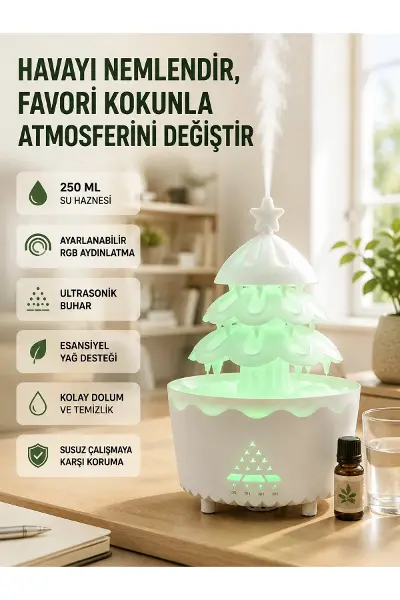 RGB Aydınlatmalı Şans Ağacı Aromaterapi Difüzörü 250 ML Hava Nemlendirici