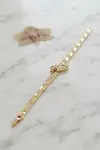 Gold Renk Pirinç Zirkon Taşlı Yılan Model Kadın Bileklik-1