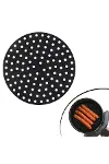 Siyah Isıya Dayanıklı Yıkanılabilir Silikon Fırın Ve Airfryer Yuvarlak Model Pişirme Matı 23 Cm (546-1