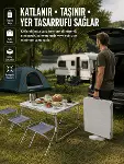Ayarlanabilir Yükseklikli Kamp ve Piknik Masası 4 Kişilik Katlanabilir Masa Seti-1