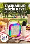 Kablosuz Karaoke Mikrofon Hoparlör Seti Güçlü Ses Çıkışı Yeni Nesil-1