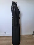 Kadın Uzun Kollu Balıkçı Yaka Damla Detaylı Kuşaklı Yırtmaçlı Uzun Janjan Krep Elbise-4