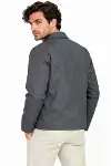 Erkek Su İtici Rüzgar Keser Astarlı Tam Fermuarlı 4 Mevsim Regular Fit Mont Ceket - Füme-4