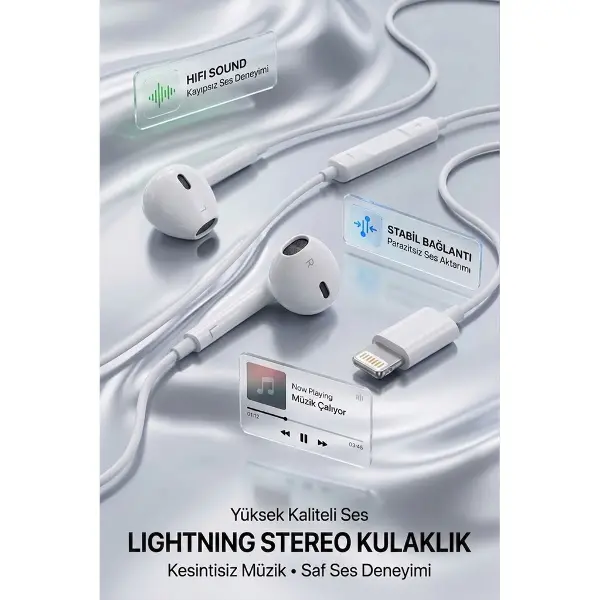 Lightning Bağlantı Mikrofonlu Kulaklık IP70