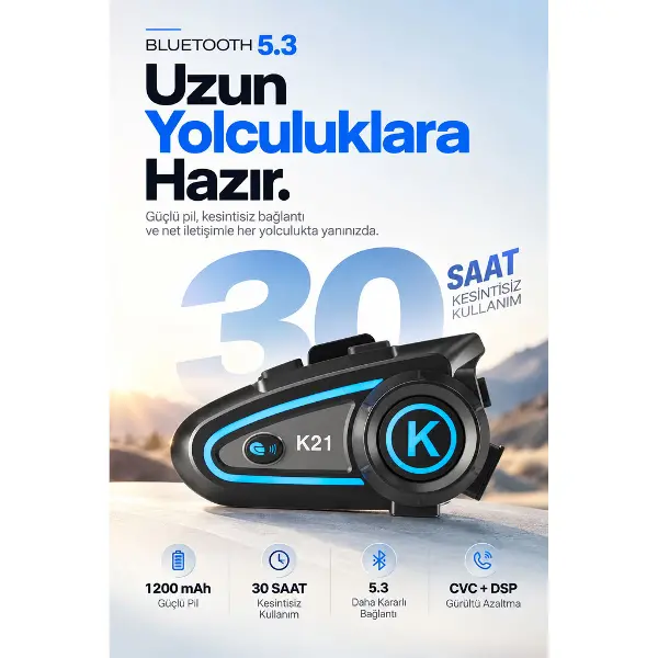 Su Geçirmez Motosiklet Kask Bluetooth Kulaklık K21S