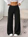 Kadın Yüksekbel Dantelli Paçaya Doğru Geniş Modal Pantolon-1