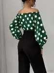 Kadın Madonna Yakalı Kol Agzı Balonlu Bagcıklı Suprem Bluz Ve Ithal Krep Pantolon-2