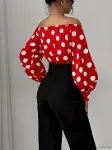 Kadın Madonna Yakalı Kol Agzı Balonlu Bagcıklı Suprem Bluz Ve Ithal Krep Pantolon-3