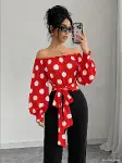 Kadın Madonna Yakalı Kol Agzı Balonlu Bagcıklı Suprem Bluz Ve Ithal Krep Pantolon-4