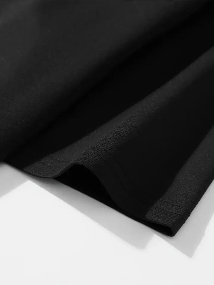 Baskılı Oversize Bisiklet Yaka T-shirt - Siyah