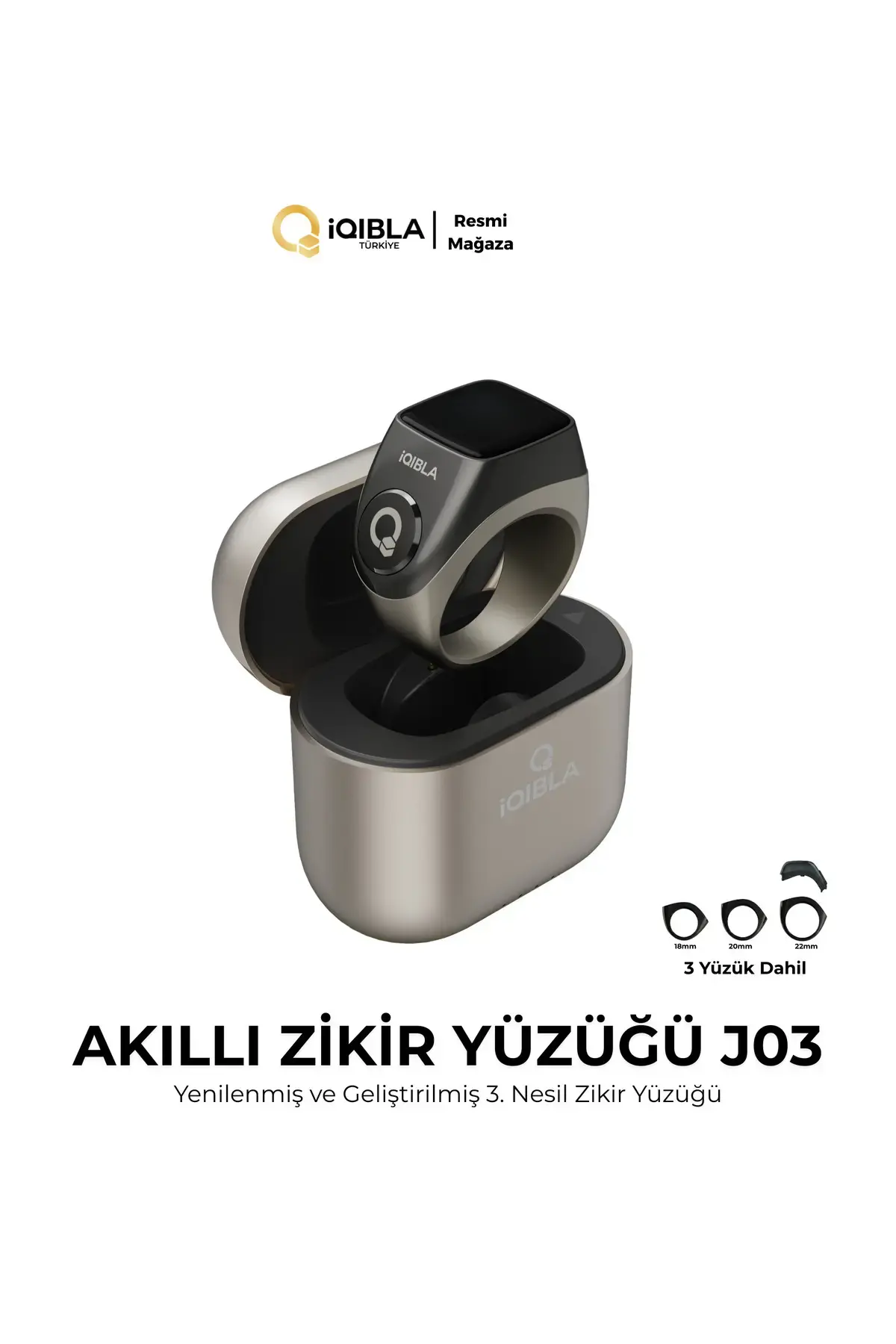 Smart Ring J03 Pro Akıllı Zikir Yüzüğü Titanyum Gri Renk