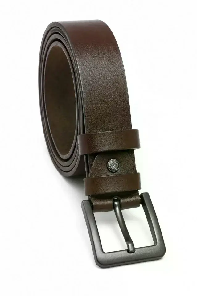 Erkek Hakiki Deri 4.5 Cm Kot Ve Kumaş Pantolon Kemeri Metal Tokalı Kahverengi